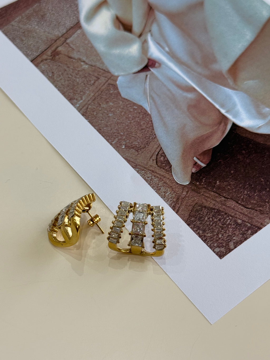 Crystal Gold Hoops