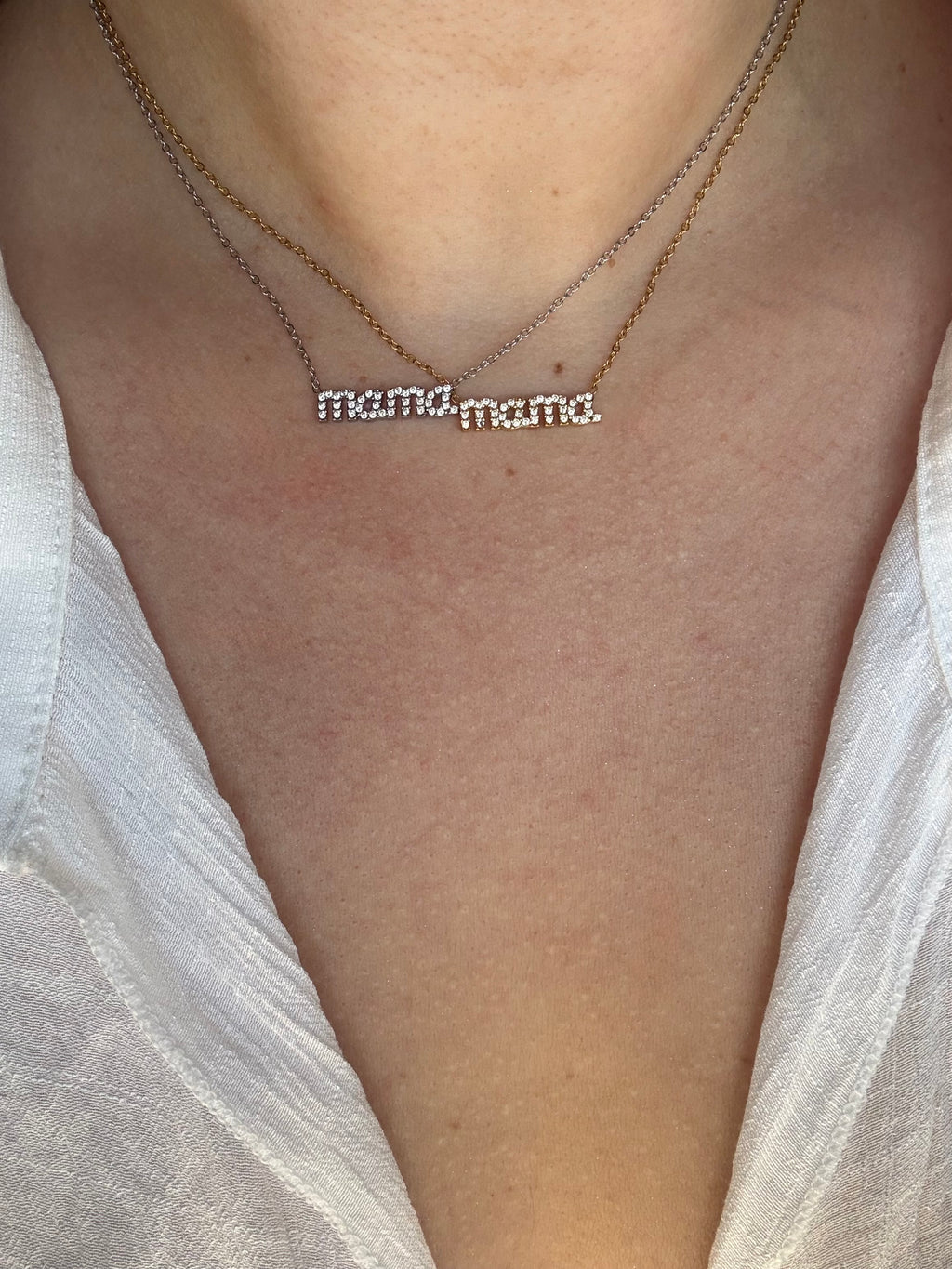 Mama Sparkle Silver Necklace