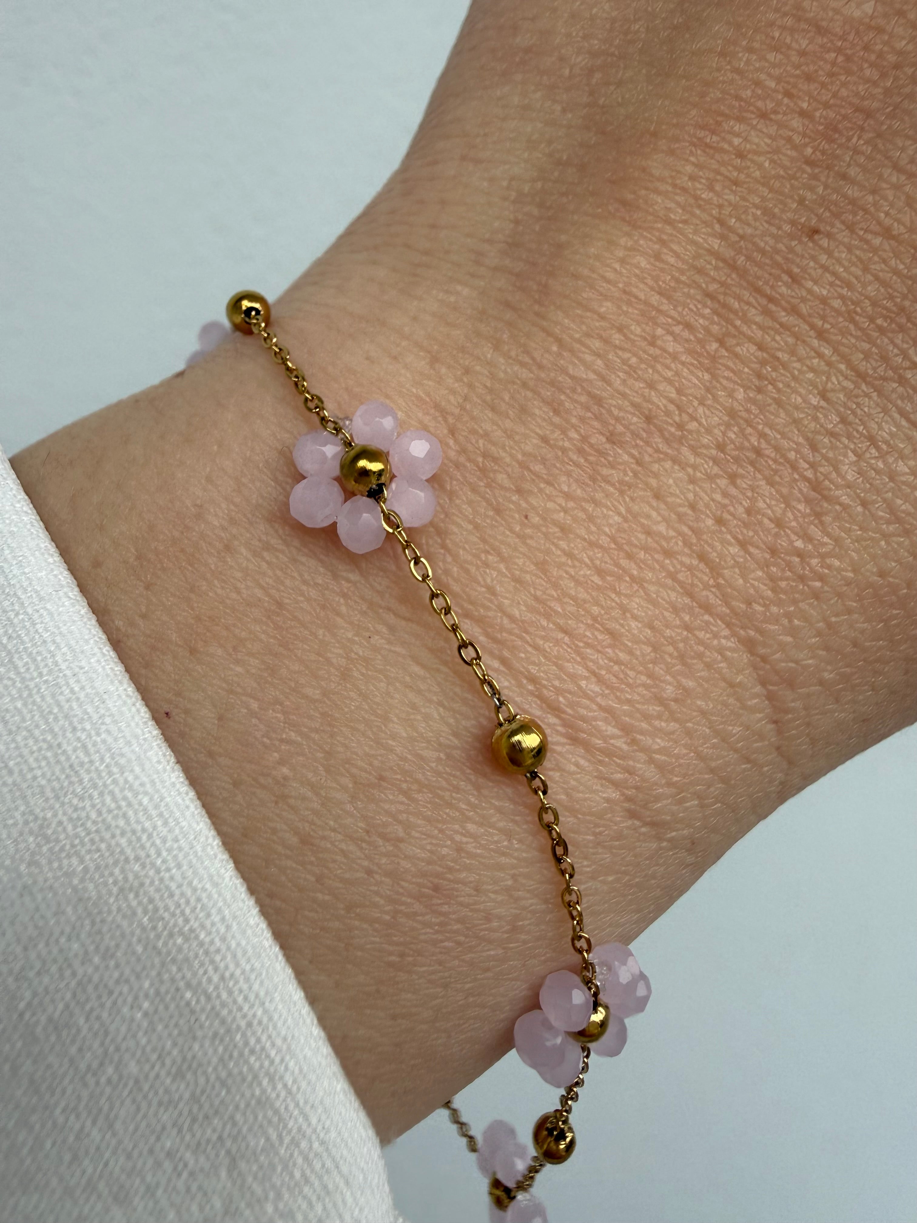 Pink Flower Bracelet