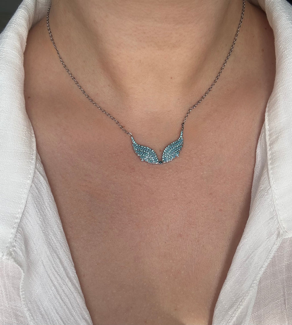 Turquoise Angel Silver Wings