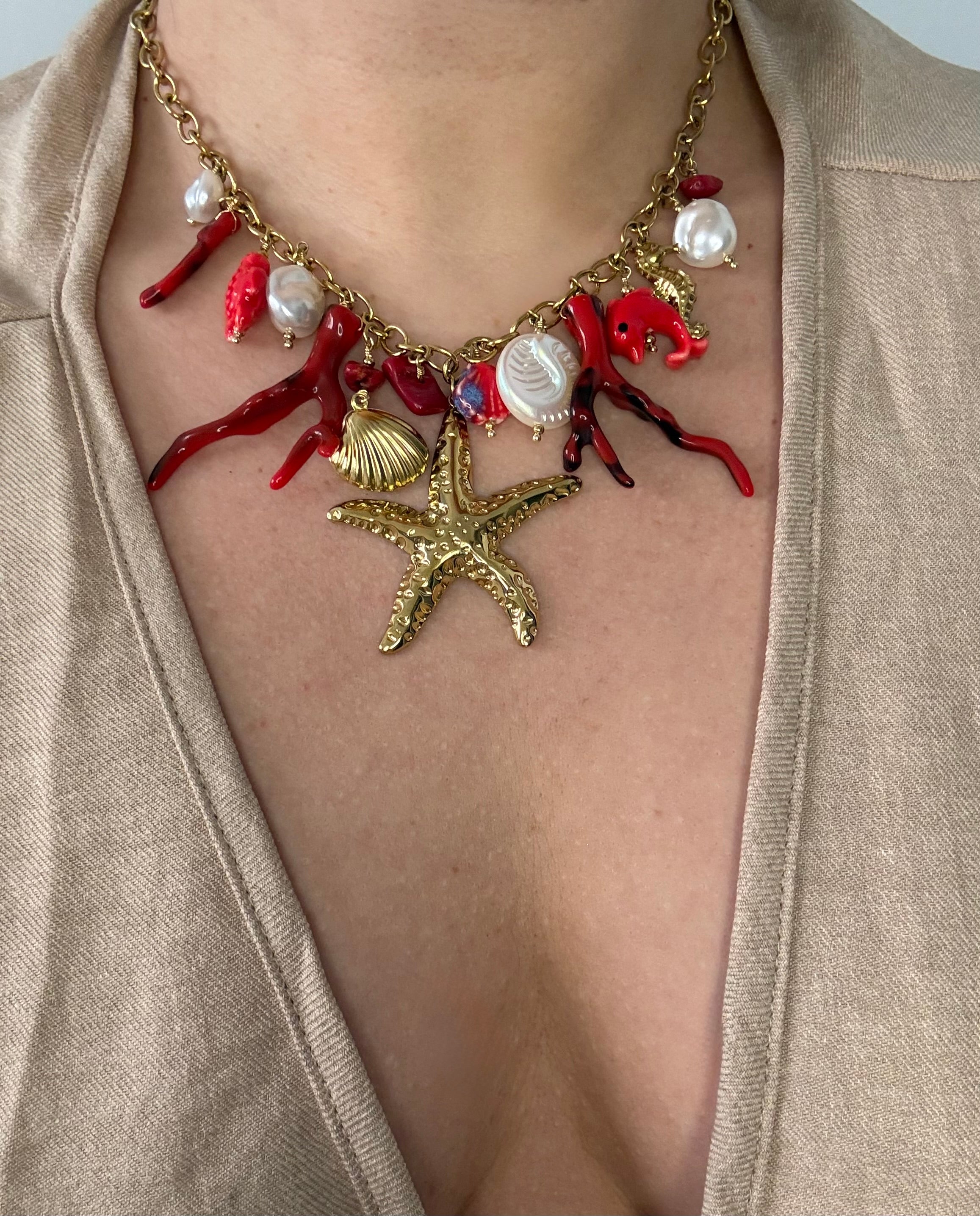 Red Starfish Necklace