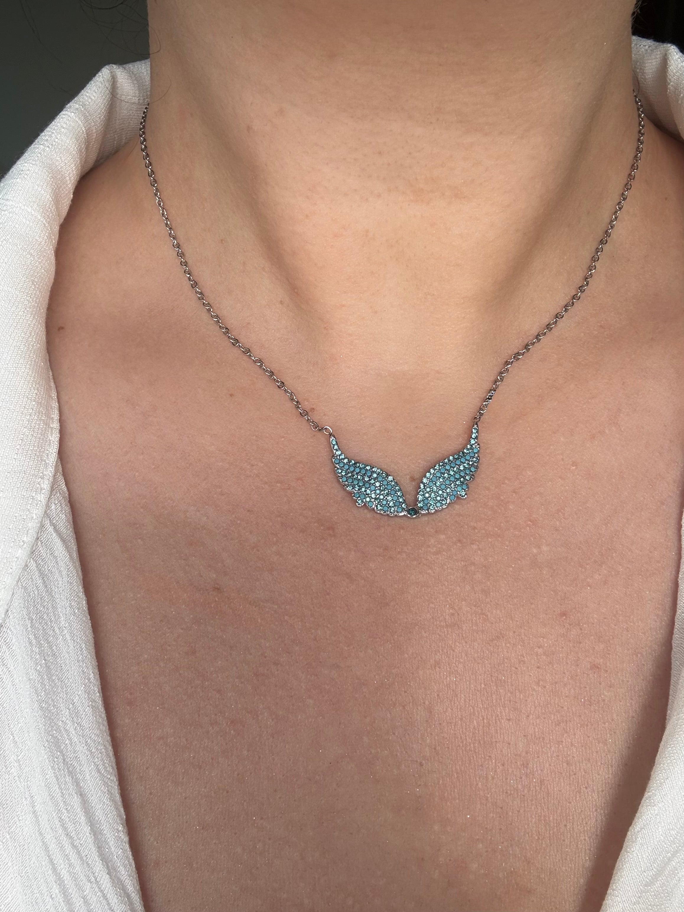 Turquoise Angel Silver Wings