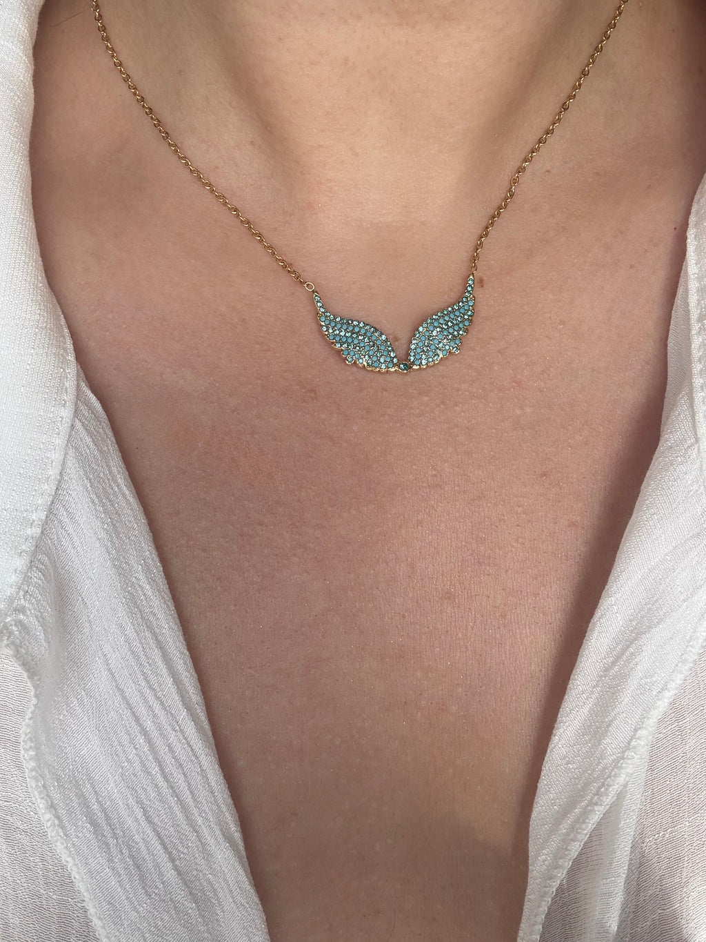 Turquoise Angel Gold Wings
