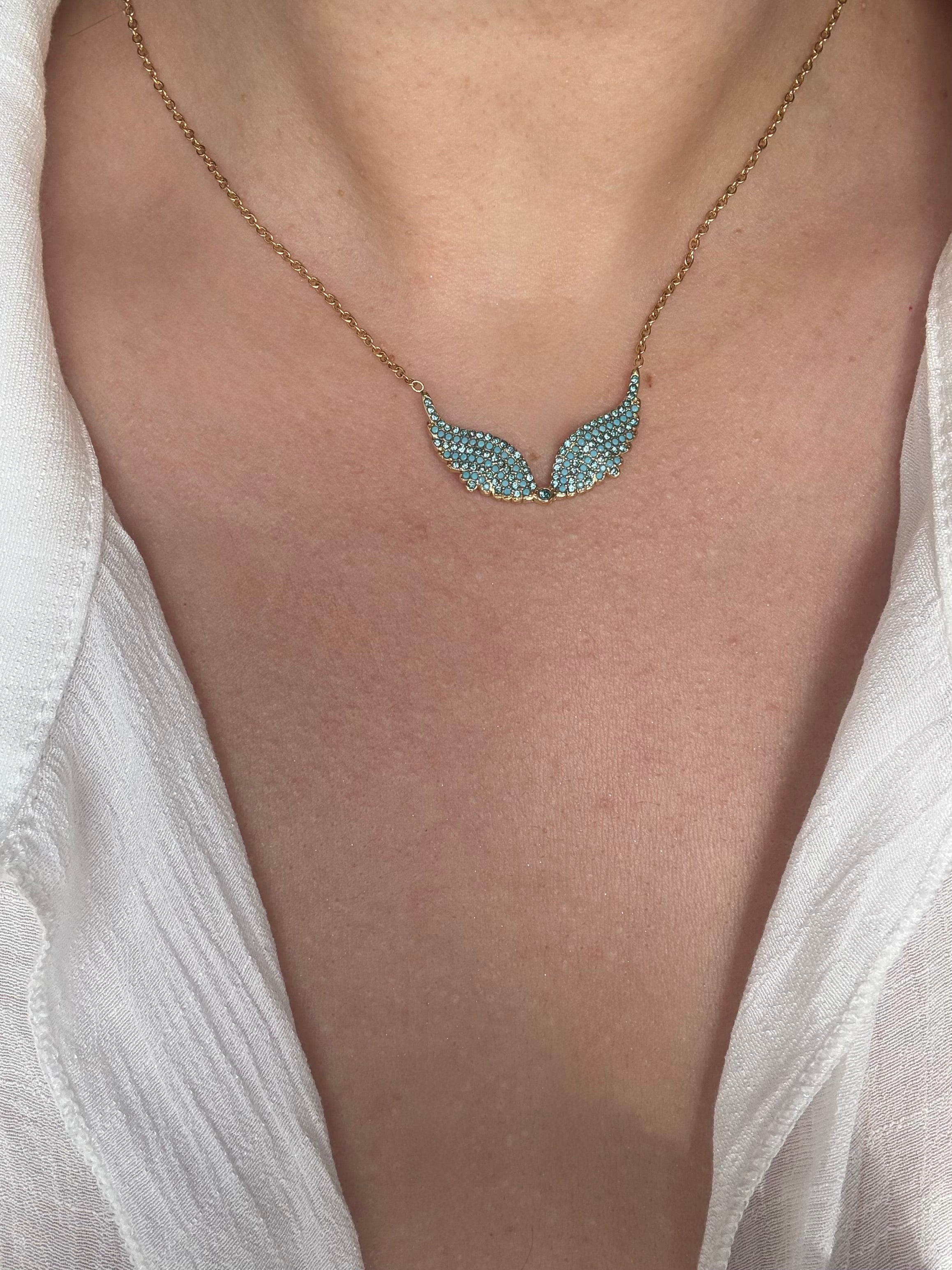 Turquoise Angel Gold Wings