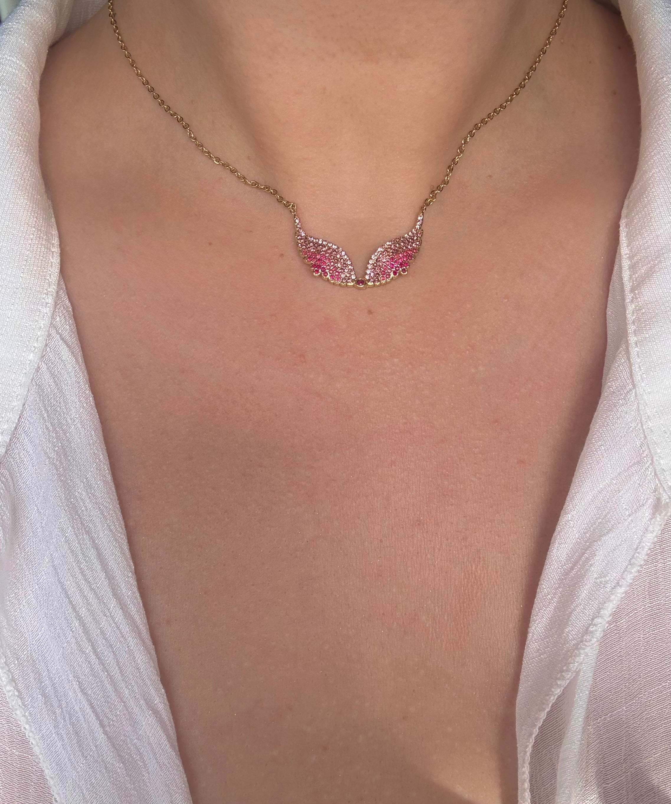 Pink Angel Gold Wings
