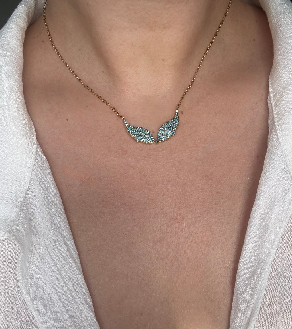 Turquoise Angel Gold Wings