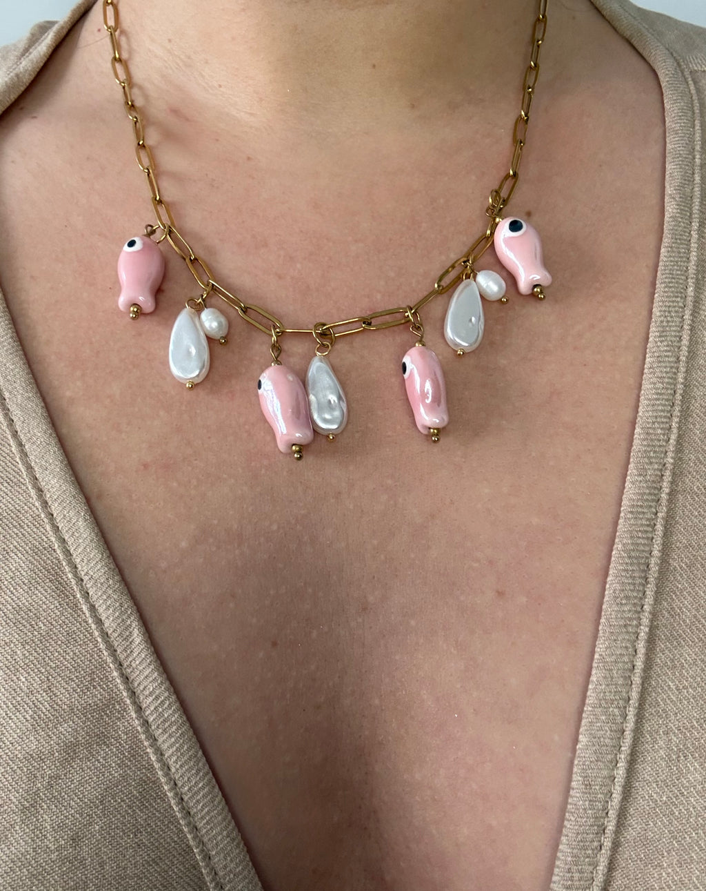 Pink Fish Necklace