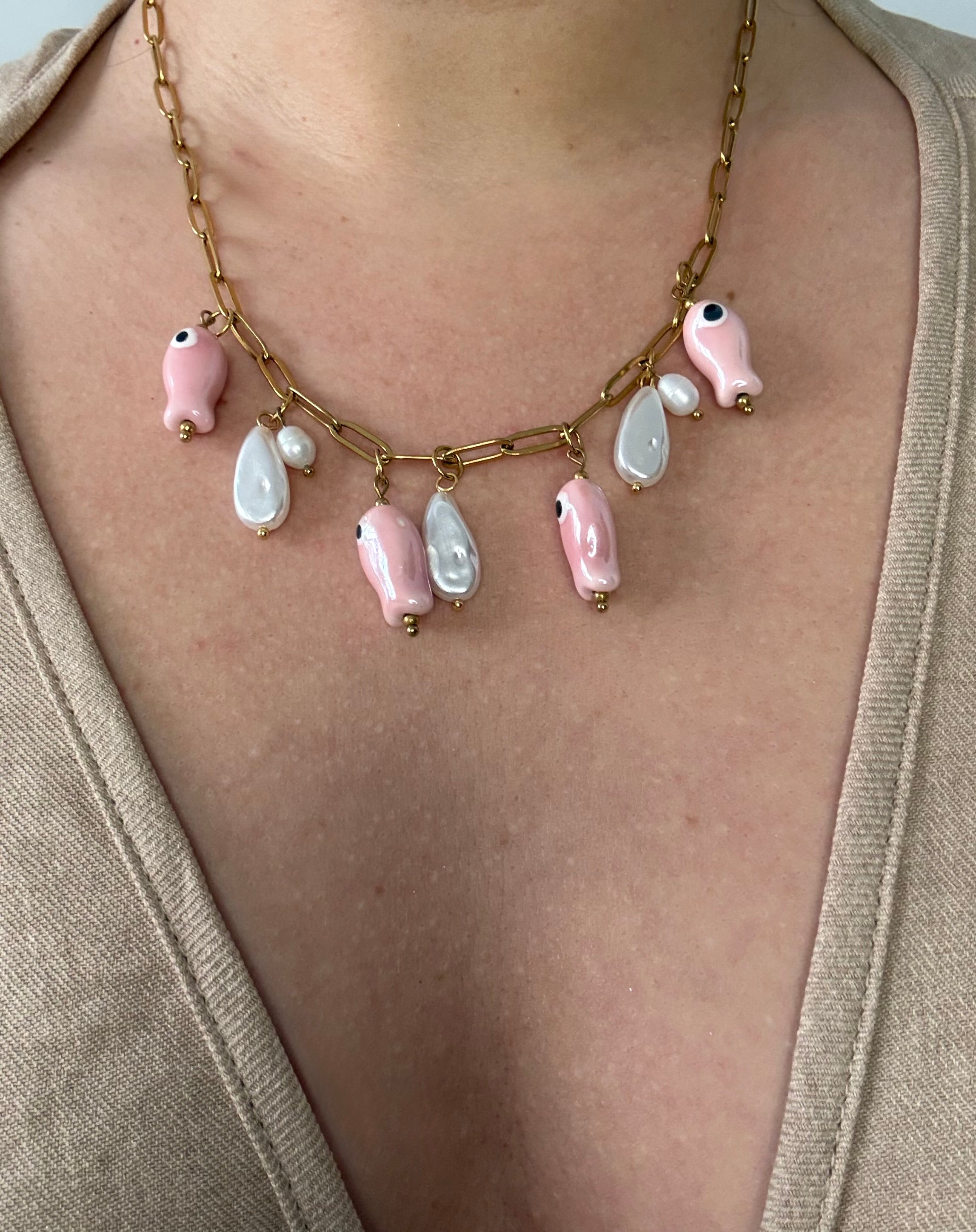Pink Fish Necklace