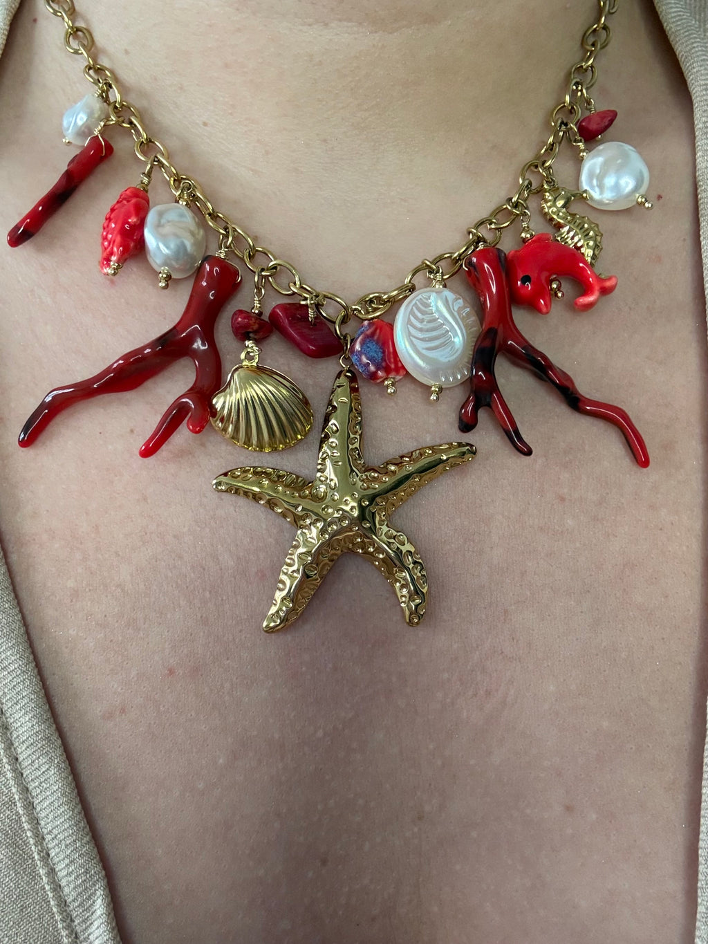 Red Starfish Necklace