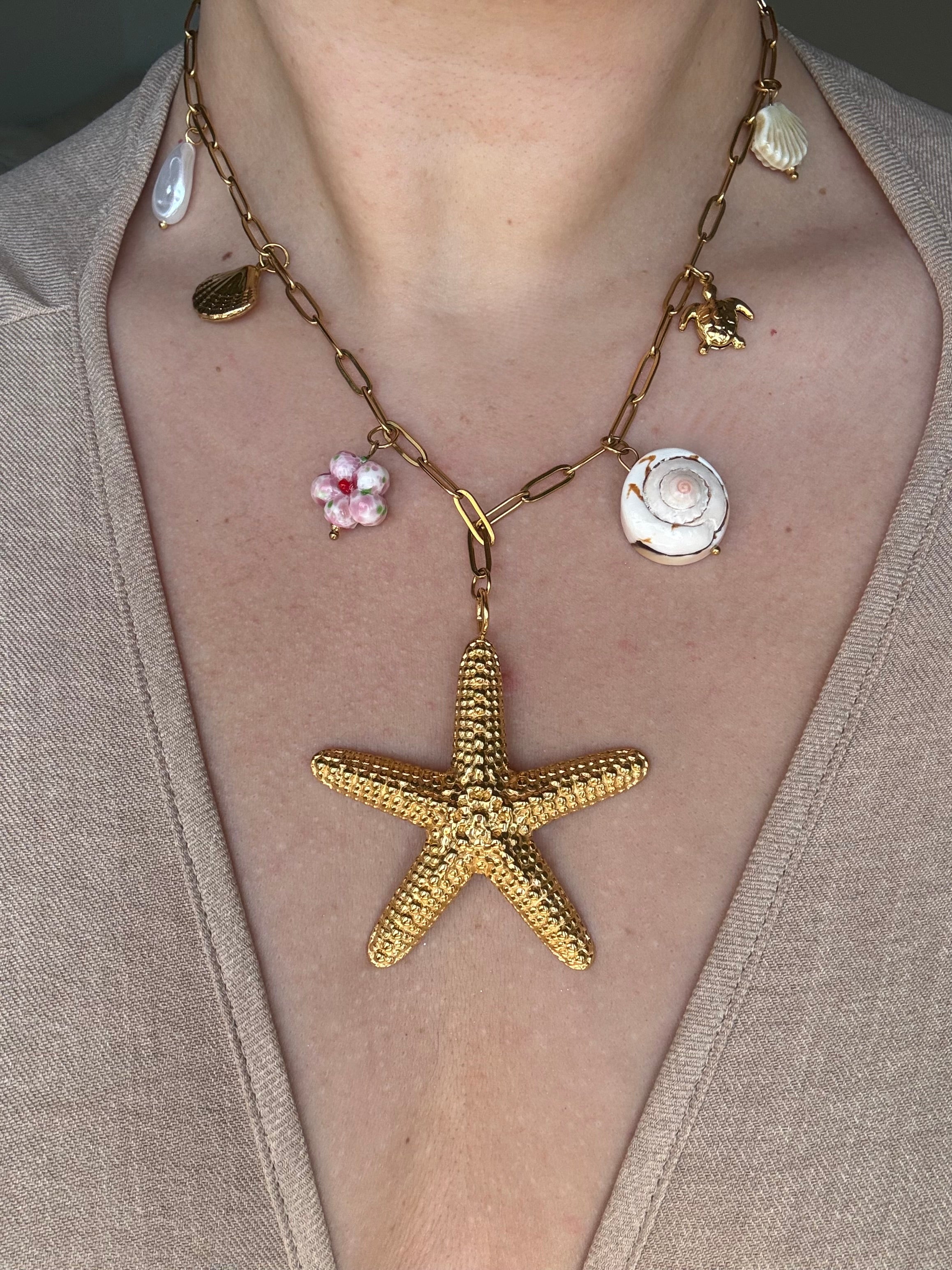Golden Starfish Necklace