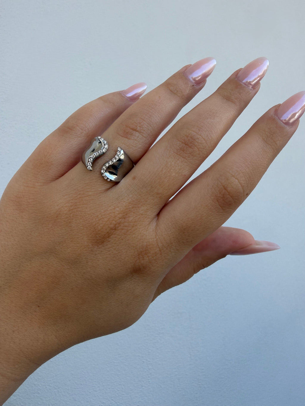 Wave Sparkle Silver Ring
