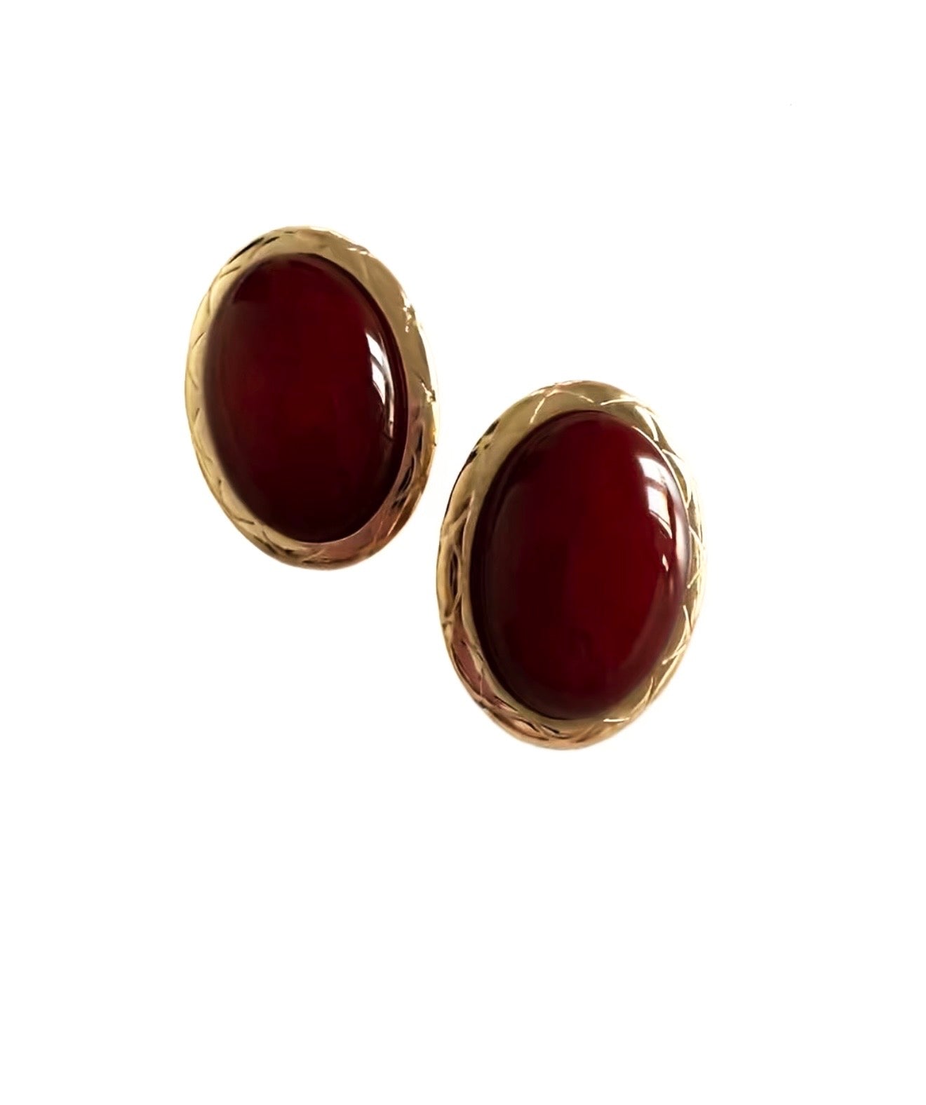 Burgundy Oval Earrings