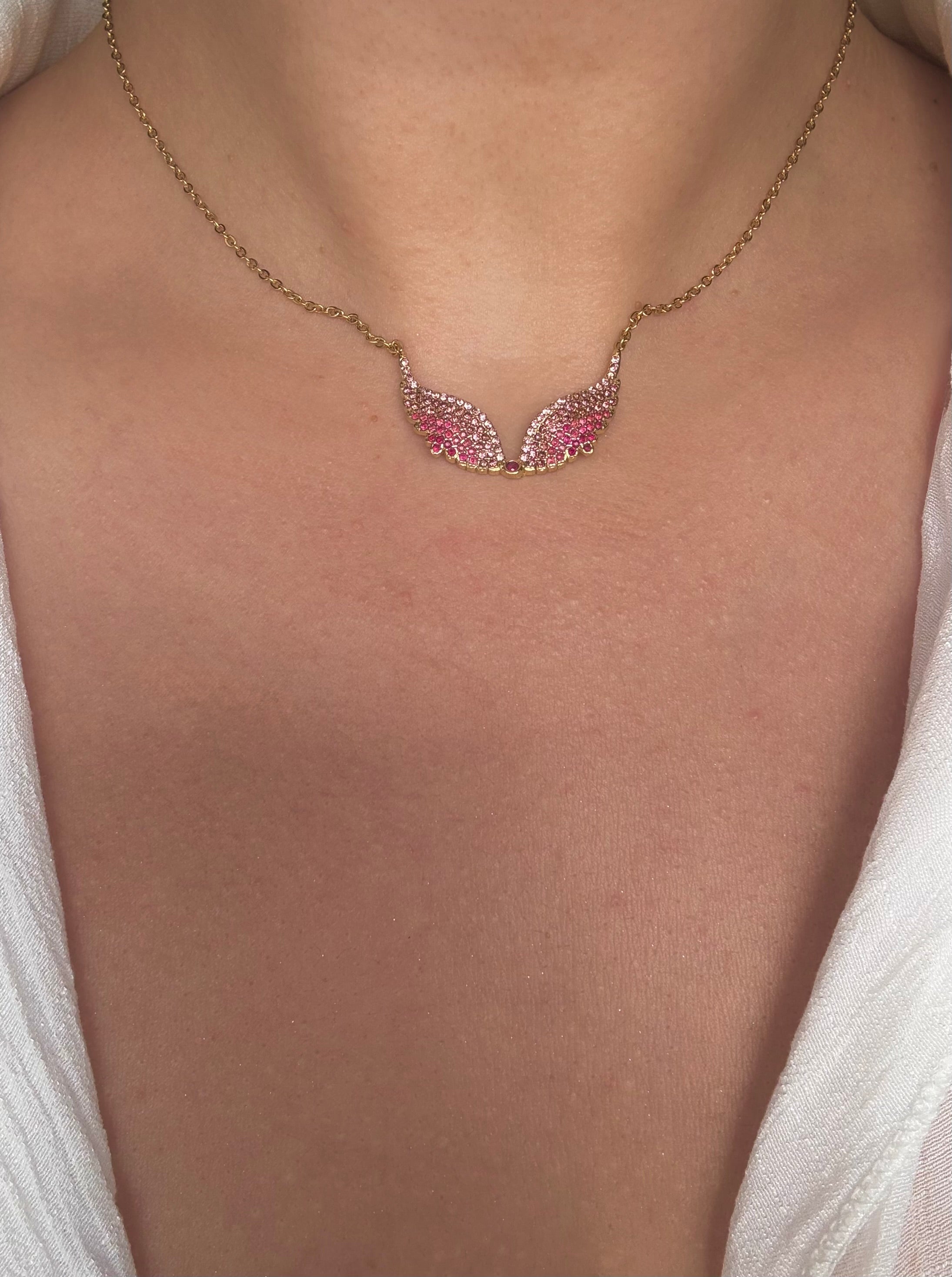 Pink Angel Gold Wings