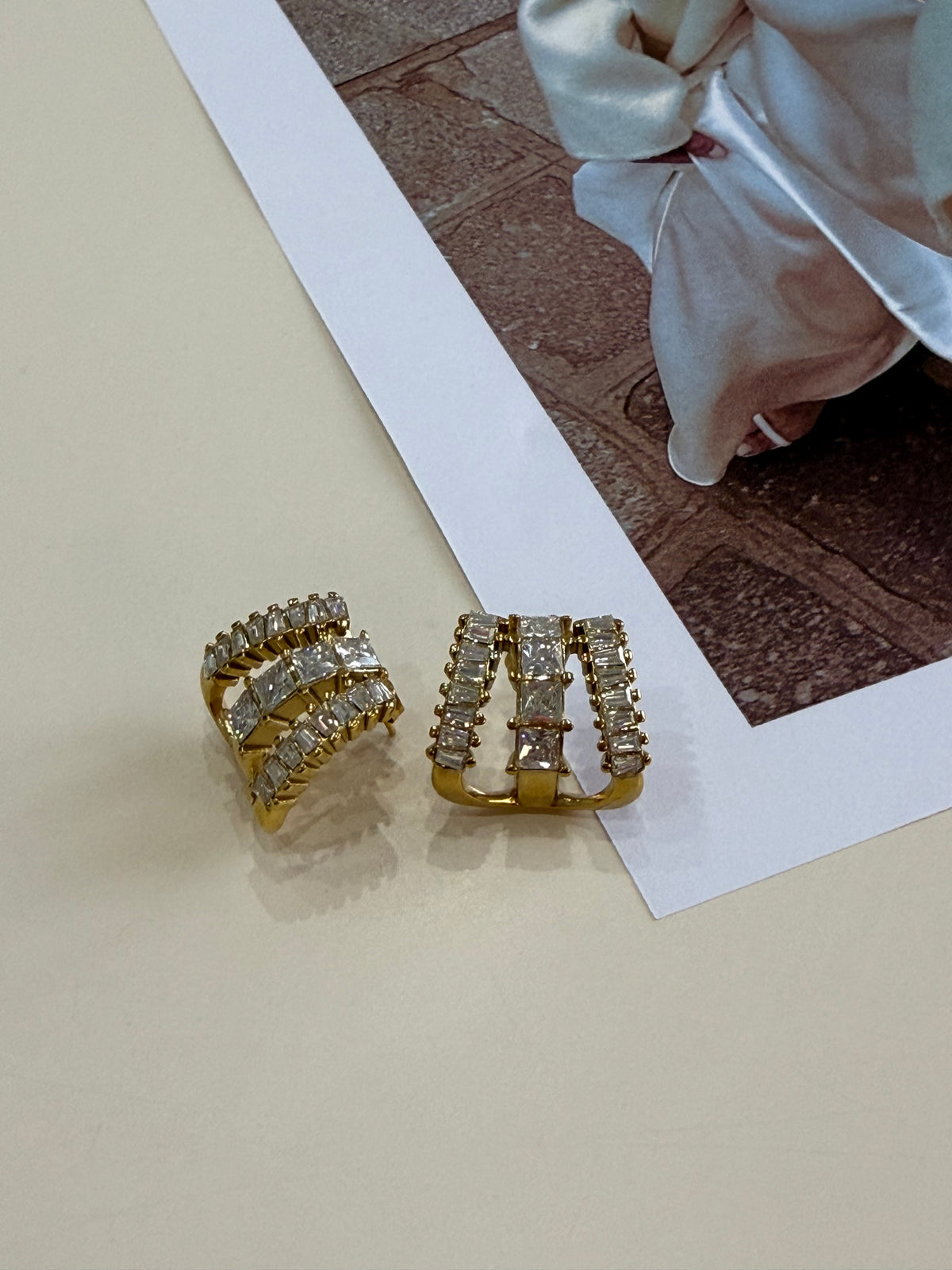 Crystal Gold Hoops